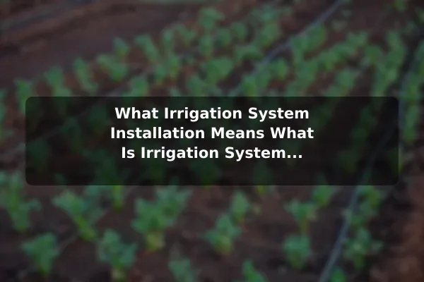 What Irrigation System Installation Means What Is Irrigation System Installation?