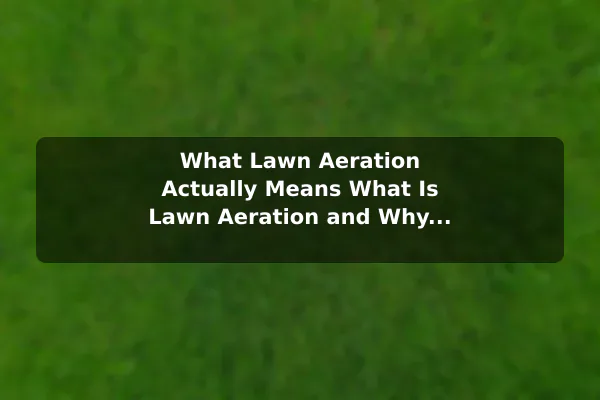 What Lawn Aeration Actually Means What Is Lawn Aeration and Why Is It Important?