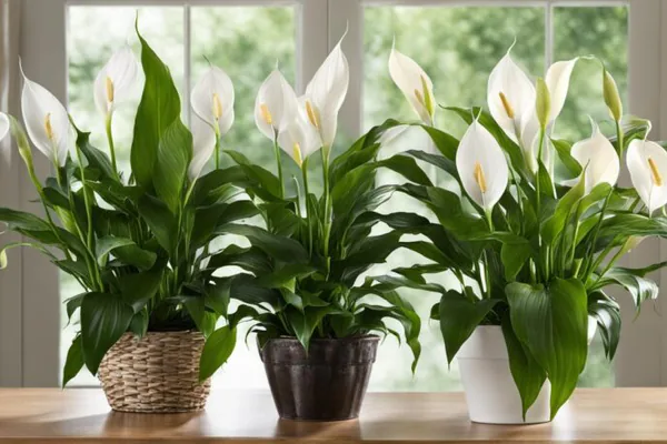 healthy peace lily white flowers living room